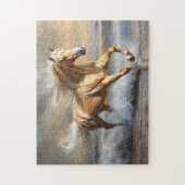 Palomino paard op het strand legpuzzel (Verticaal)