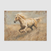 Palomino Paard Running Oil Painting Decoupage Tissuepapier (Voorkant)