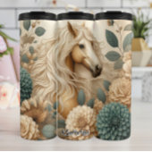 Palomino Paard Tussen Crème Bloemen Thermosbeker