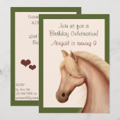  Palomino Paard Verjaardag Uitnodiging ~ Meisjes (Voorkant / Achterkant)