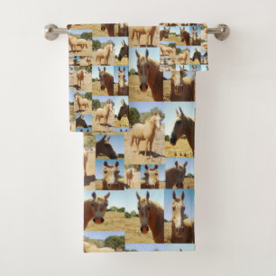 Palomino Paardenfotocollage, diastheekdoekset Bad Handdoek