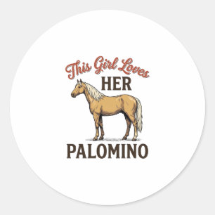Palomino Paardenliefhebber Vintage Gravure T-Shirt Ronde Sticker