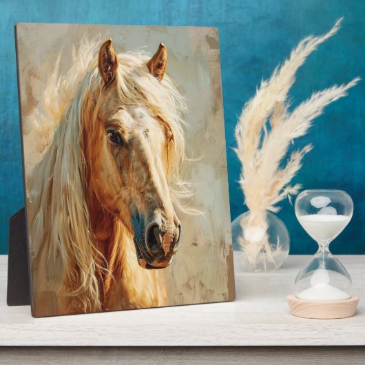 Palomino Paardenportret Fotoplaat (Zijkant)