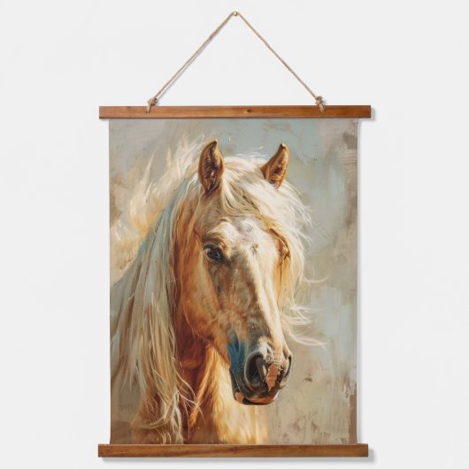 Palomino Paardenportret Hangend Wandkleed (Voorkant)
