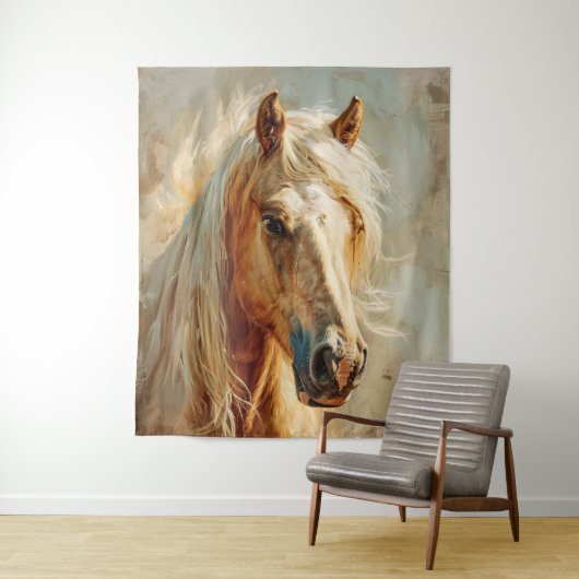 Palomino Paardenportret Wandkleed (In situ)