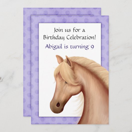  Palomino Paarse Verjaardag Uitnodiging (Voorkant / Achterkant)