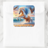 Palomino Paint Horse Ocean Vierkante Sticker (Tas)