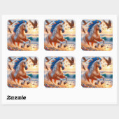 Palomino Paint Horse Ocean Vierkante Sticker (Vel)