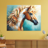 Palomino Paint Mustang Portret Canvas Afdruk (Insitu (Woonkamer))