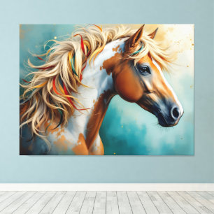 Palomino Paint Mustang Portret Canvas Afdruk
