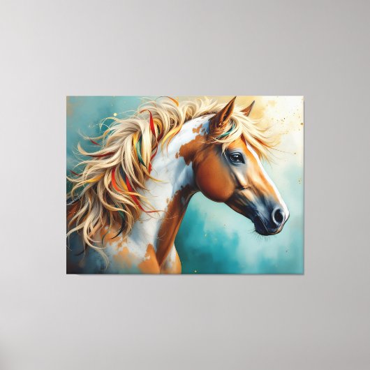 Palomino Paint Mustang Portret Canvas Afdruk (Voorkant)
