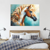 Palomino Paint Mustang Portret Canvas Afdruk (Insitu (Slaapkamer))