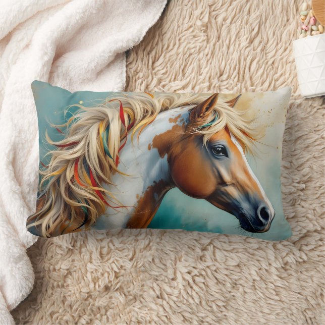 Palomino Paint Mustang Portret Kussen (Deken)