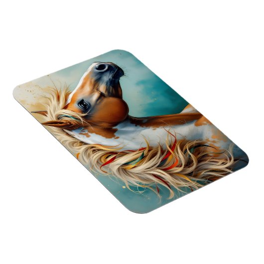 Palomino Paint Mustang Portret Magneet (Rechterzijde)