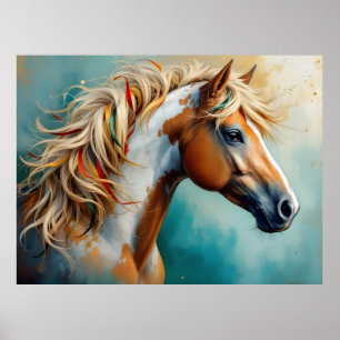 Palomino Paint Mustang Portret Poster