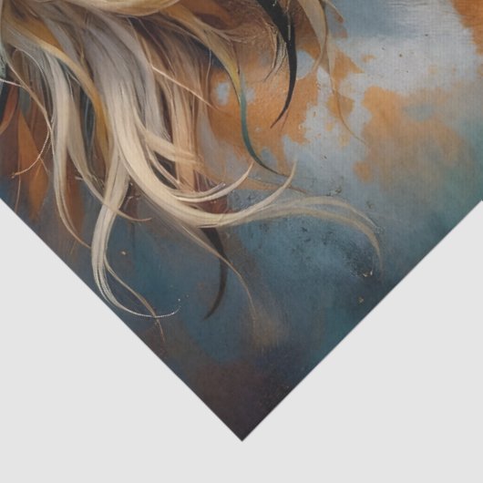 Palomino Paint Mustang Portret Tissuepapier (Detail)