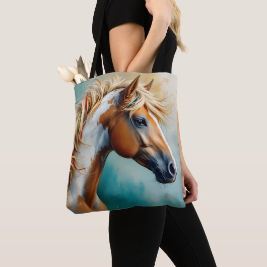 Palomino Paint Mustang Portret Tote Bag (Dichtbij)