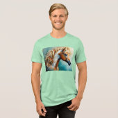 Palomino Paint Mustang Portret Tri-Blend Shirt (Voorkant volledig)