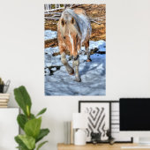 Palomino Paint Ranch Horse & Sneeuwpop Poster (Thuiskantoor)