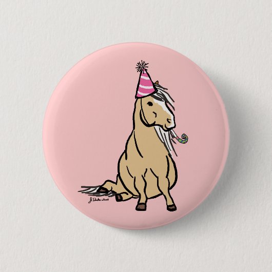 Palomino Party Pony Ronde Button 5,7 Cm (Voorkant)