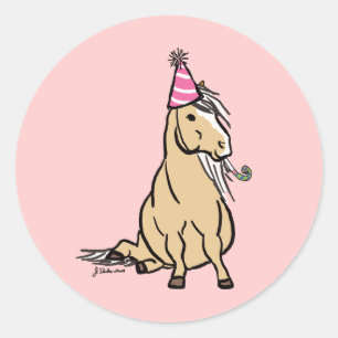 Palomino Party Pony Ronde Sticker