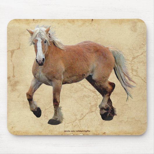 Palomino Percheron Paardenliefhebbers Art Mousepad Muismat (Voorkant)