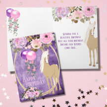  Palomino Pink Purple Flowers Horse Birthday
