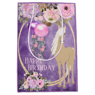  Palomino Pink Purple Flowers Horse Birthday Medium Cadeauzakje