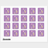 Palomino Pink Purple Flowers Horse Birthday Vierkante Sticker (Vel)