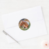 Palomino Pinto Horse Resting Artwork Ronde Sticker (Envelop)