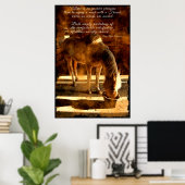 Palomino Pinto-paardenvoeding in Barn en Prose Poster (Thuiskantoor)