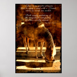 Palomino Pinto-paardenvoeding in Barn en Prose Poster