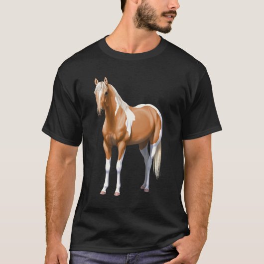 Palomino Pinto Quarter Horse Paint Stallion T-shirt (Voorkant)