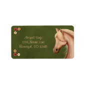  Palomino Pony en Bloemen Paard Adres Etiket (Voorkant)