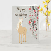  palomino-Pony en bloemen paardenpest Kaart (Gele Bloem)