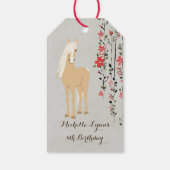 Palomino Pony en Flowers Horse Birthday Favor Cadeaulabel (Achterkant)