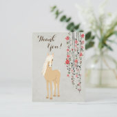  Palomino-Pony en Flowers Horse Hartelijk dank Briefkaart (Staand voorkant)
