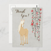  Palomino-Pony en Flowers Horse Hartelijk dank Briefkaart (Voorkant / Achterkant)