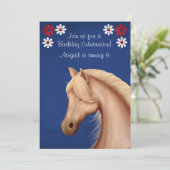 Palomino Pony Rood Wit Blauw Paard Verjaardag Uitn Kaart (Staand voorkant)