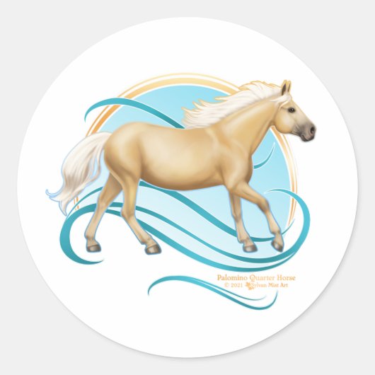 Palomino Quarter Horse Ronde Sticker (Voorkant)