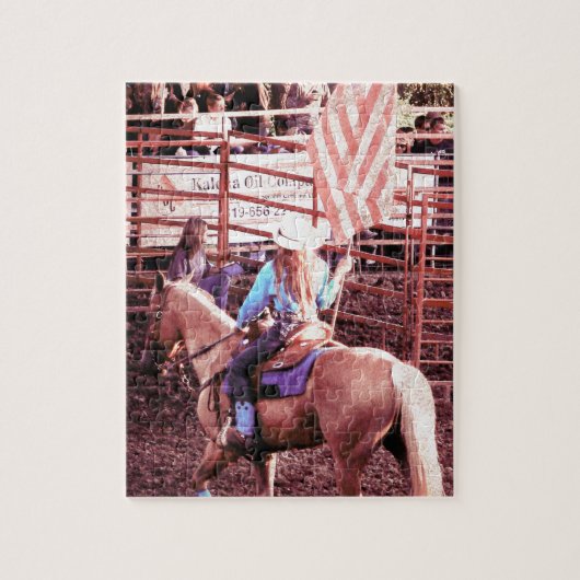 Palomino Rodeo American Flag Horse Legpuzzel (Verticaal)