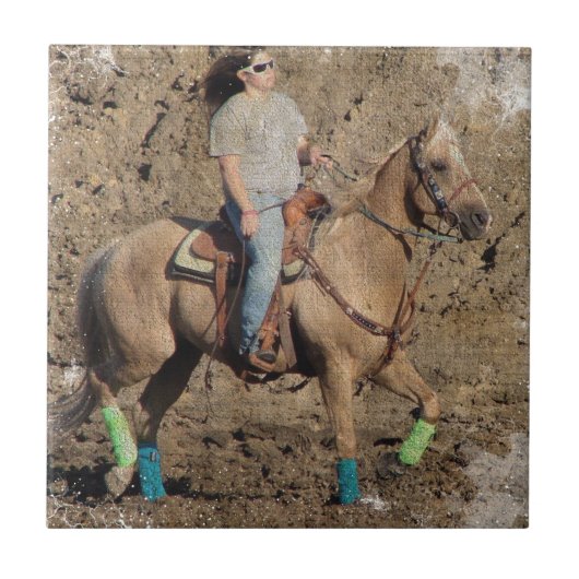 Palomino Rodeo Horse Warmup Grunge Tegeltje (Voorkant)