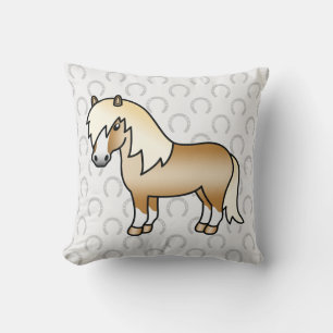 Palomino Shetland pony cartoonillustratie Kussen
