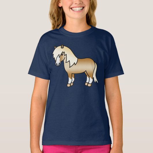 Palomino Shetland Pony Cute Cartoon Illustratie T-shirt (Voorkant)