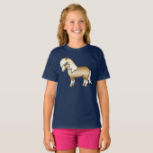 Palomino Shetland Pony Cute Cartoon Illustratie T-shirt (Voorkant volledig)