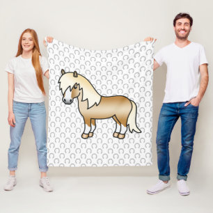 Palomino Shetlandpony Cute Cartoon Illustratie Fleece Deken