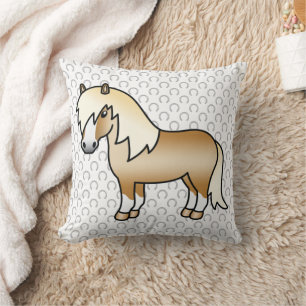 Palomino Shetlandpony Mooie Cartoon Illustratie Kussen