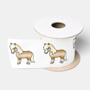 Palomino Shetlandpony Mooie Cartoon Illustratie Satijnen Lint