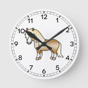 Palomino Shetlandpony Schattige Cartoon Illustrati Ronde Klok