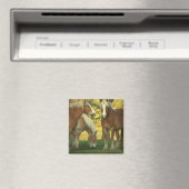 Palomino trekpaarden vierkante magneet (Insitu (Vaatwasser))